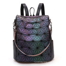 Fashion Women Backpack Luminous Reflective Bag Shining Geometric Triangle Small School Bag